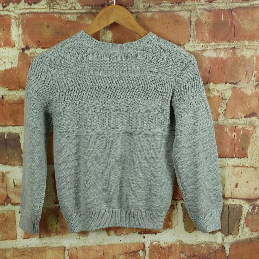 NEW! GYMBOREE Gray Cable Knit Sweater Boys M 7-8 Holiday Pullover 100% Cotton